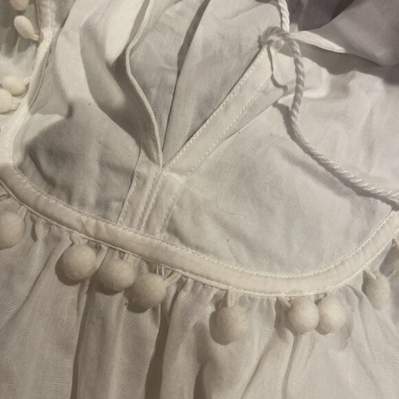 J Crew Pom-Pom Tassel Swim Beach Tunic Top‎ Womens Medium A7444 White - Picture 8 of 9